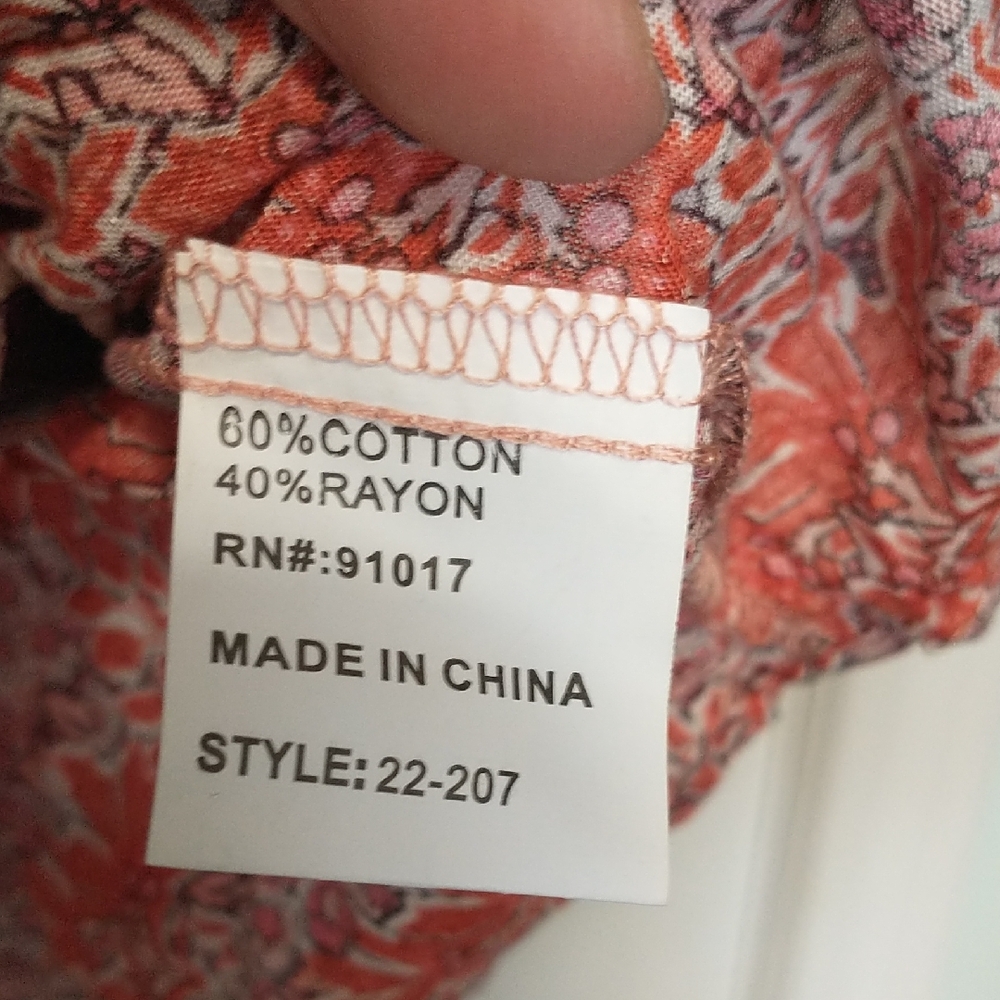 Anthropologie Orange Floral V-Neck Peasant Blouse - Picture 5 of 6